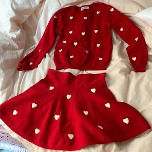 Girls H&M heart sweater and skirt